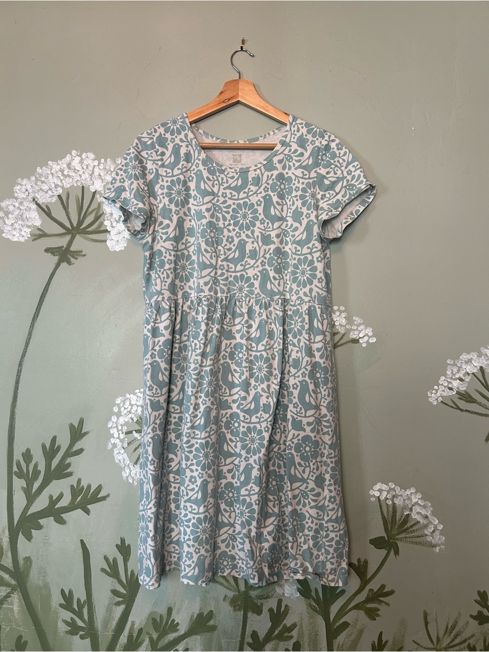 Winter Water Factory Blue Floral Short-Sleeve Midi Dress